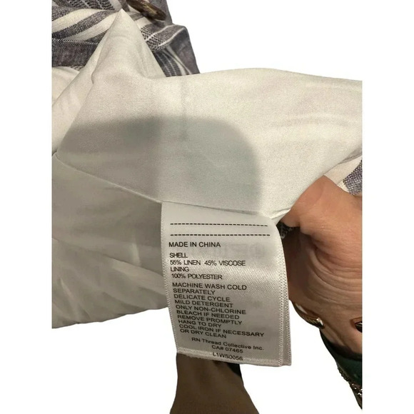 Laundry by Shelli Segal Gray & White Stripe Scrunched Sleeve Linen Blend Blazer - Picture 6 of 8